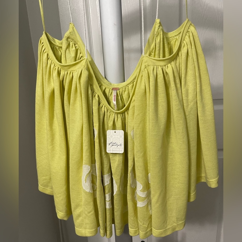 Free People On Clouds Swing Tank Top in Lemon Ivory Off-Shoulder